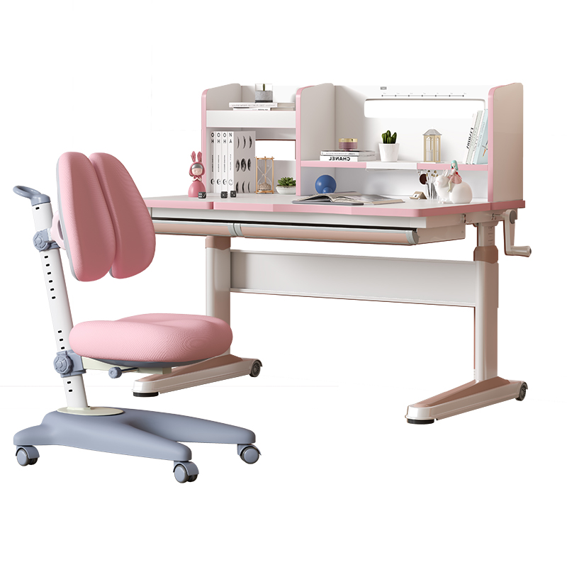 Kids Study Desk and Chair Set Height Adjustable Children School Table Large Writing Board Desk