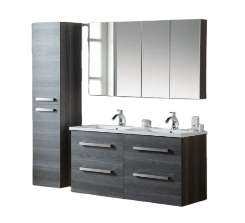 New High Quality Minimalist Modern Furniture Bathroom Vanities Wall Hung Cabinet With Sink Glass Mirror
