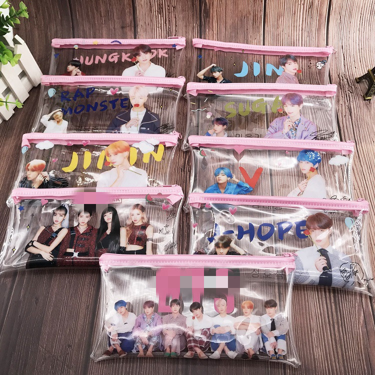 Модные прозрачные пластиковые пеналы для карандашей Kpop Stars Bangtan Boys Got7 TXT Seventeen