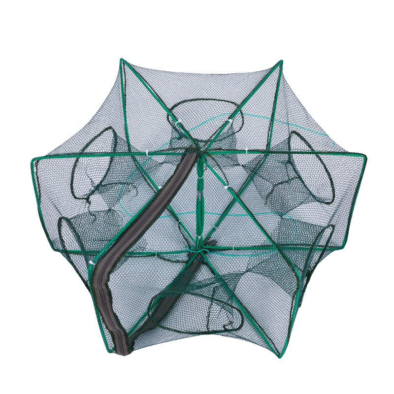 Factory Price 6 Sides 6 Holes Umbrella Fishing Trap Shrimp Trap Umbrella Crab Cage Foldable Fishing Nets