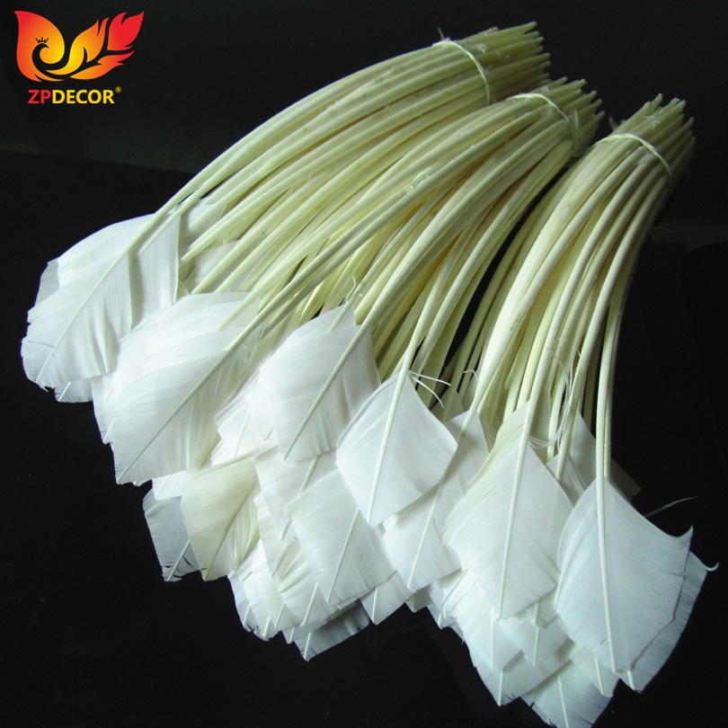 ZPDECOR Wholesale Selected Quality 30-35 cm Handwork Trimmed White Turkey Feather Swords for Fashion Clothing Design