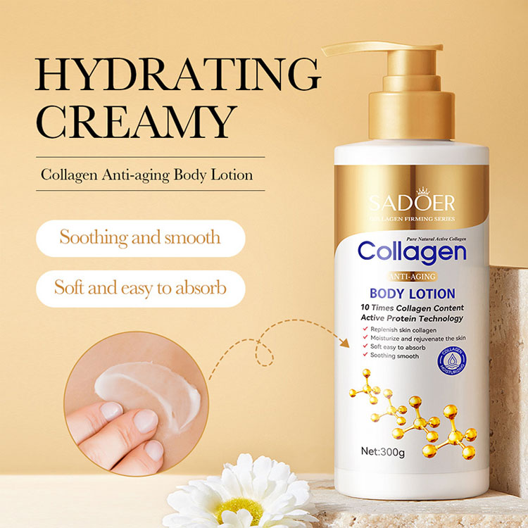 Hot Sale Private Label Organic Moisturizing Collagen Anti-aging Skin Whitening SADOER Body Lotion