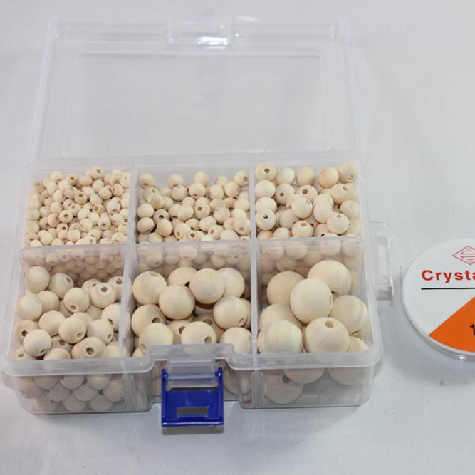 Kinder BASTEL-Set US HOLZPERLEN IM Box 1000 STK. Basteln Bunte Mischung Natur, комплект Bunte Holz Perlen