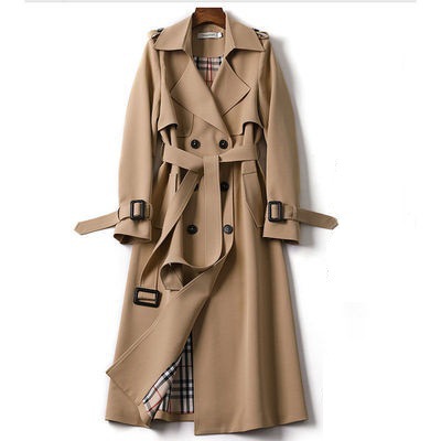 TX 2021 spring and autumn new Korean version small fashion over the knee coat