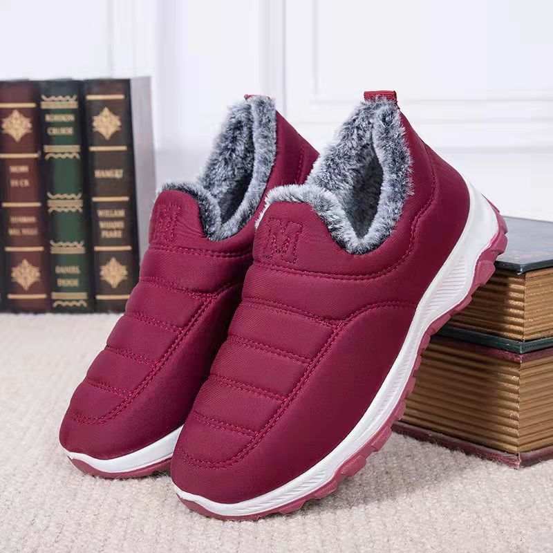Rubber out-sole waterproof upper women's mens unisex winter warm snow loafers shoes winter walking shoes boots