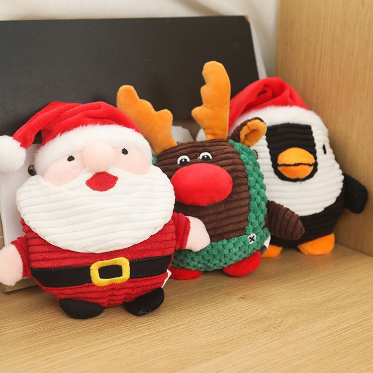 Custom new design interactive christmas plush toys dog teeth grinding chew plush toys