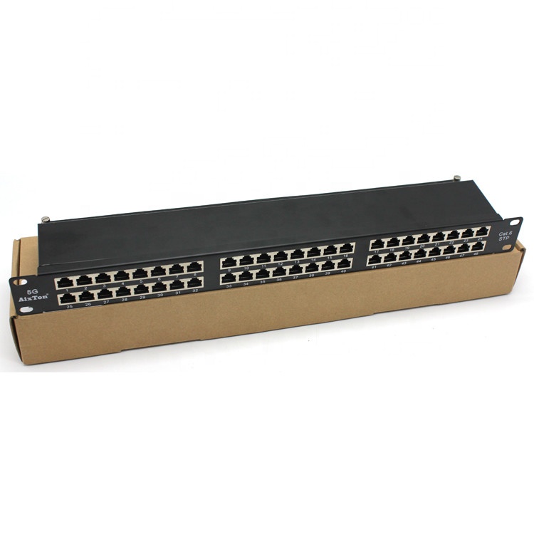 Cat6 2U 48 портов STP FTP щит модуль Keystone Jack RJ45 19 дюймов черный патч-панель