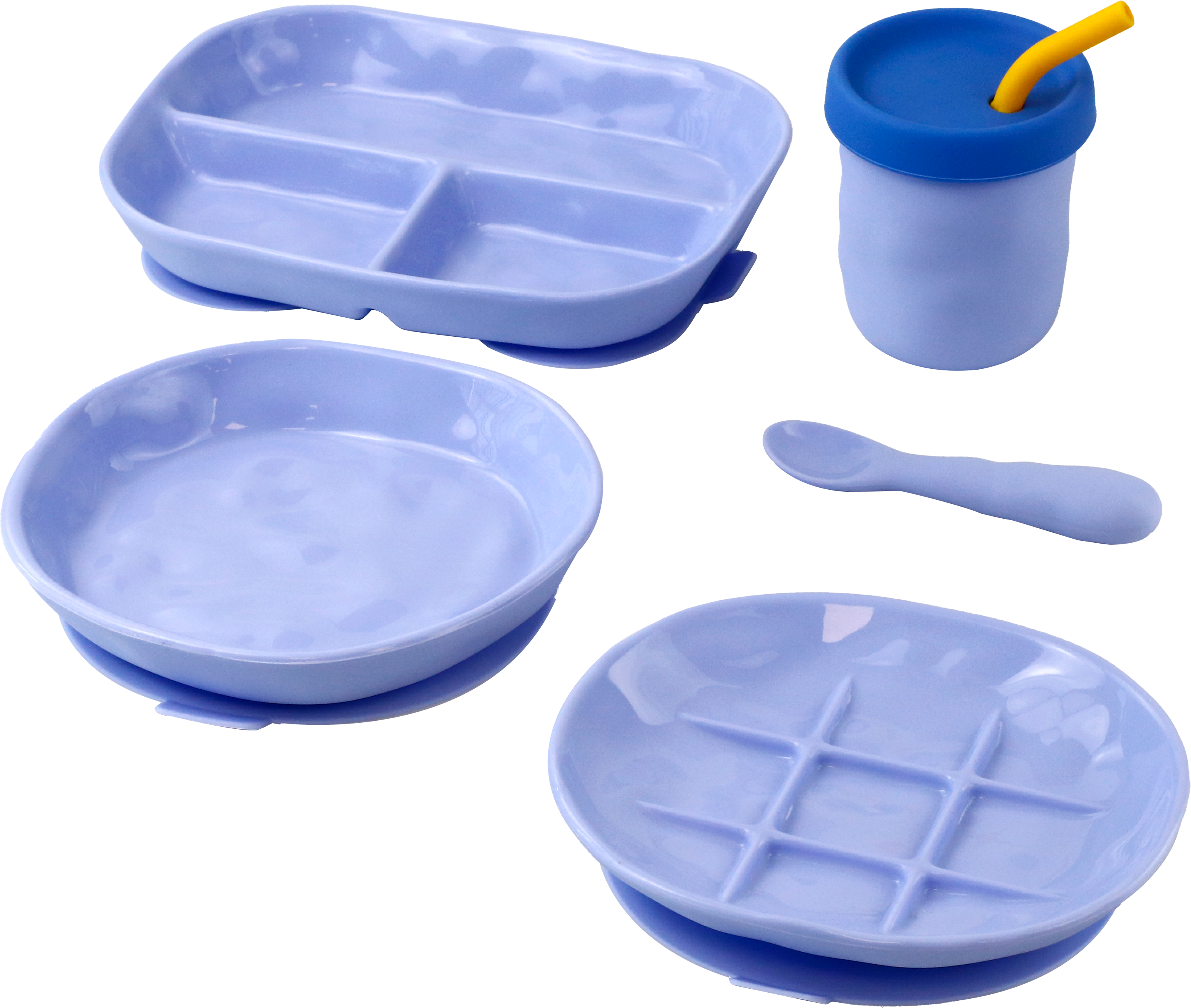 Silicon Suction Plate Bowl Cup Silicone Tableware Suit For Baby Food Grade Children Learning Utensil 3PCS Set OEM And ODM