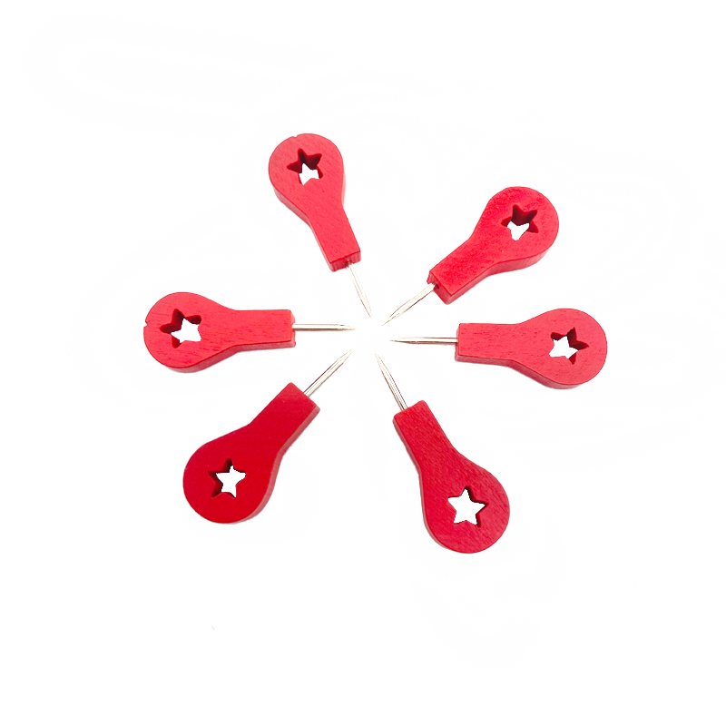 Factory Price Wood Star Shape Pushpin Map Direct Pins Red Map Thumbtack
