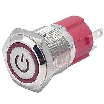 Power Symbol LED Light Metal Push Button Switch Momentary Dust-proof Waterproof High Current 10A 16mm IP65 220V 220V 12V 3A CHYF