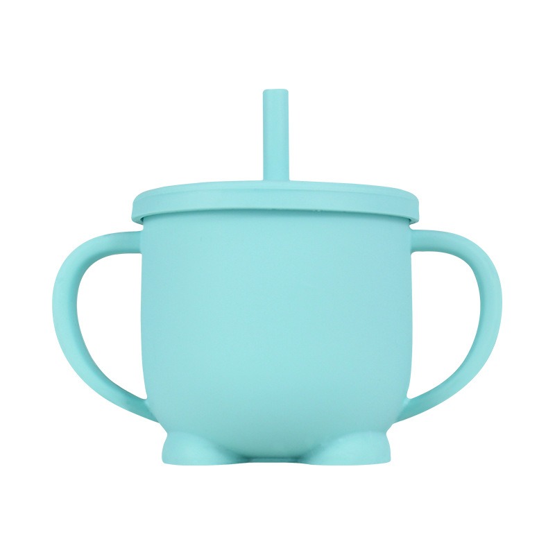 Hot Sell Customized BPA Free Baby Toddlers & Kids Silicone Learning Feeding Drinkware With Lid