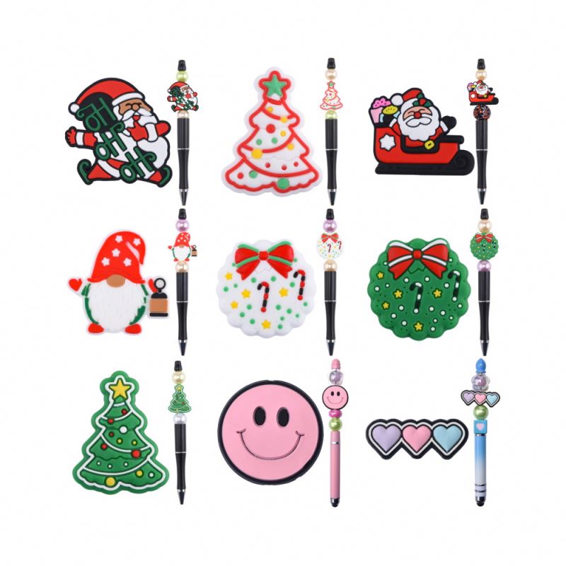 New Arrival Christmas Silicone Focal Beads for DIY Beaded Pens and Pen Making Bracelet Keychain