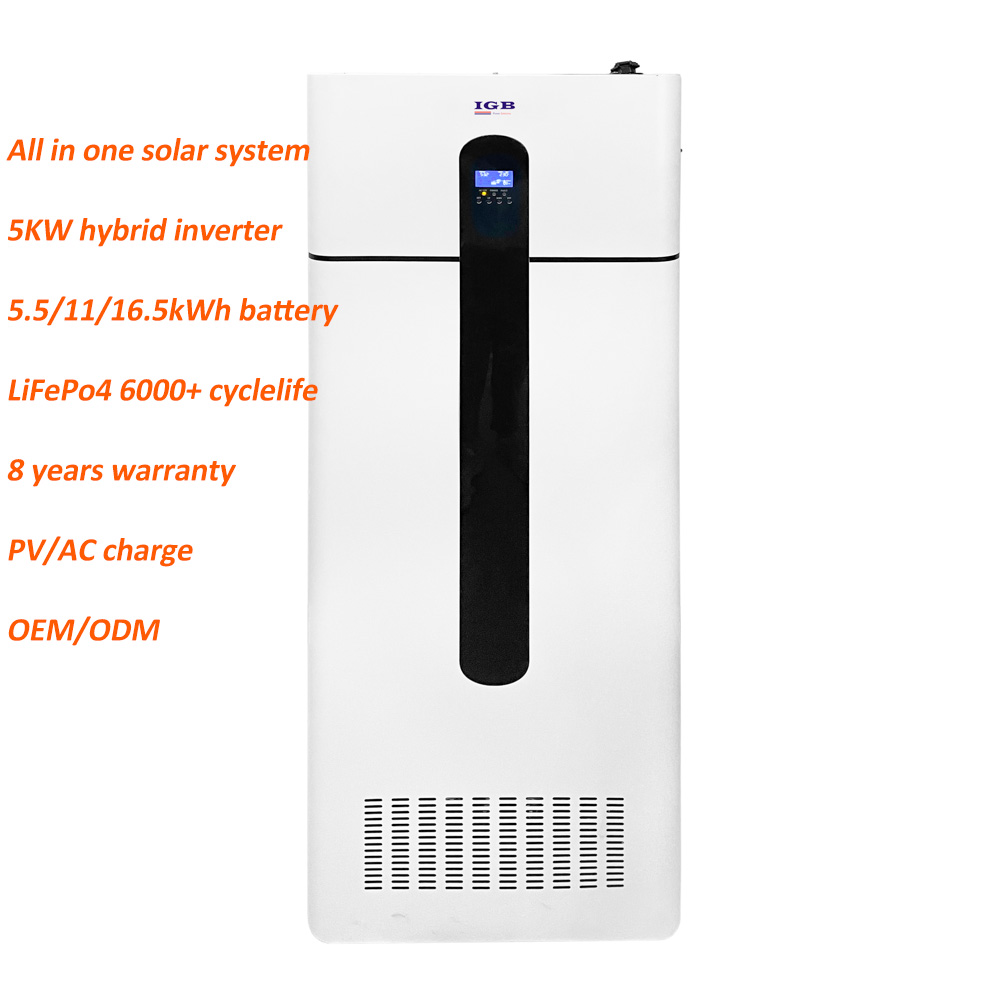 Hybrid Inverter Smart BMS All-in-One Home Solar System 5KW 10KW 15KW Energy Storage Battery Stackable CAN Communication Port