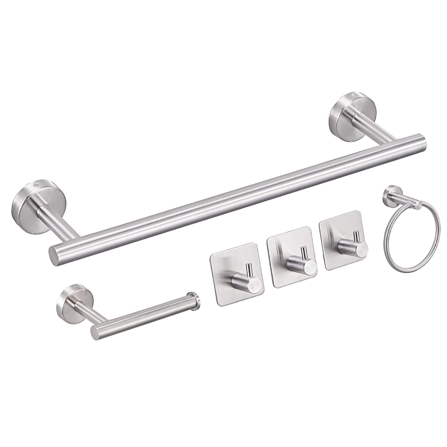 6 PCS Bathroom Hardware Set, Brushed Nickel Towel Bar, Stainless Steel Towel Rack Wall Mounted Bathroom Accessories Set