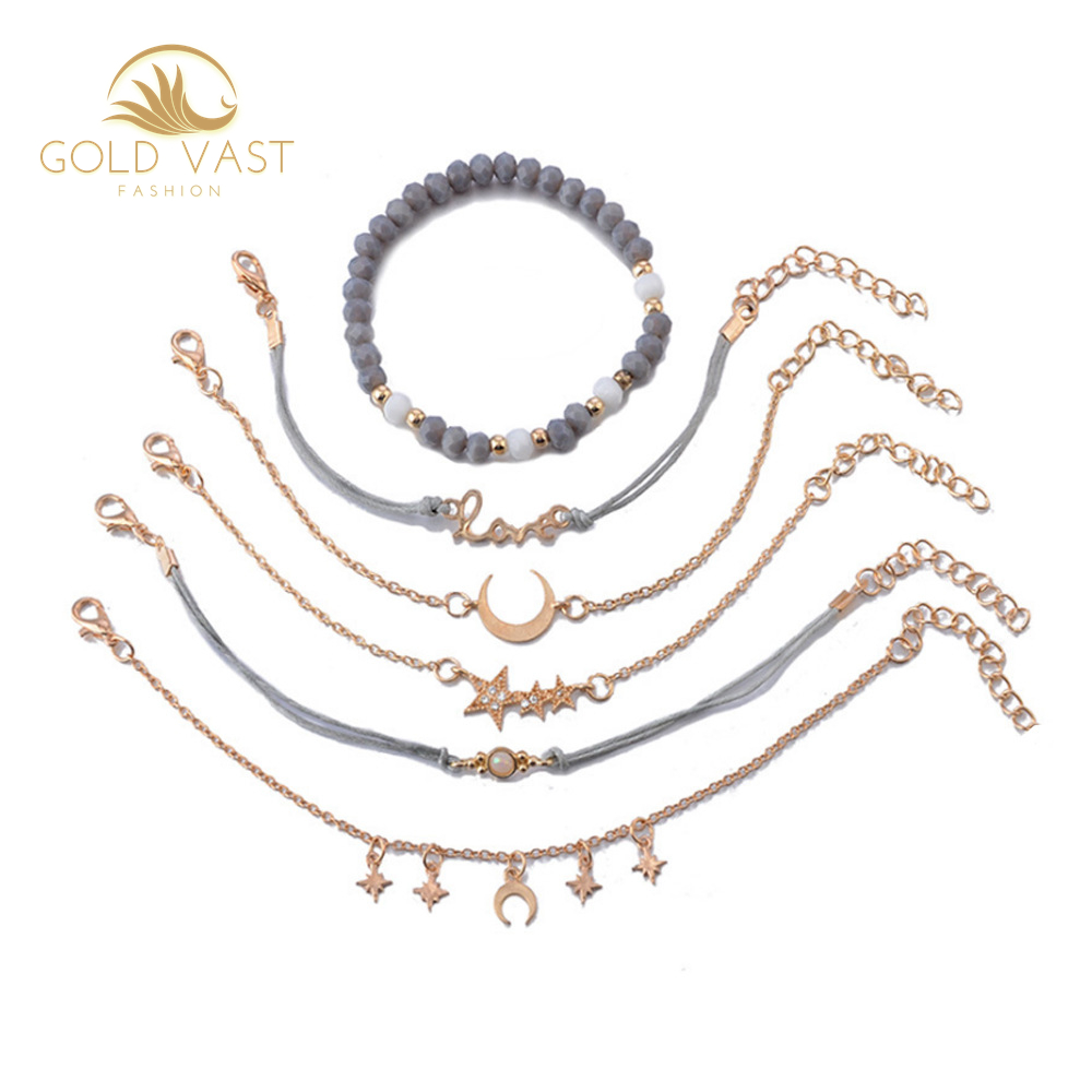 trendy stainless steel gold plated bracelets & bangles bracelets sets alloy charm bracelet in zinc alloy jewelry bijou bijoux or