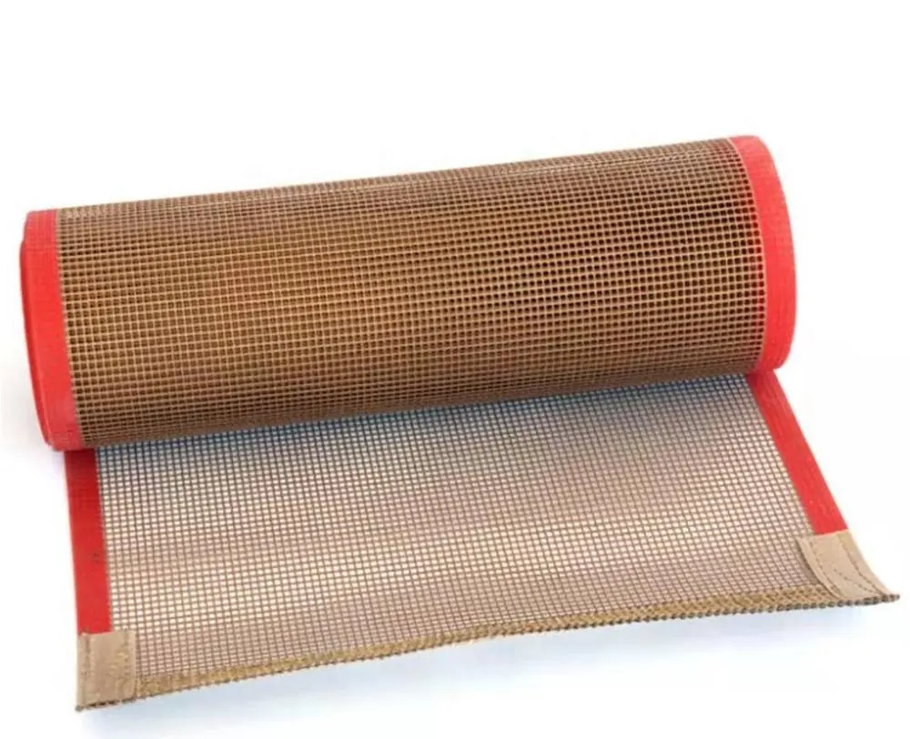 China manufacturer PTFE coated fiber glass mesh conveyor belt