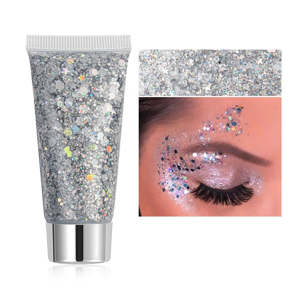 New Popular Multifunction Chunky Glitter Gel Polish Makeup Glitter Gel Face And Body Glitter Gel