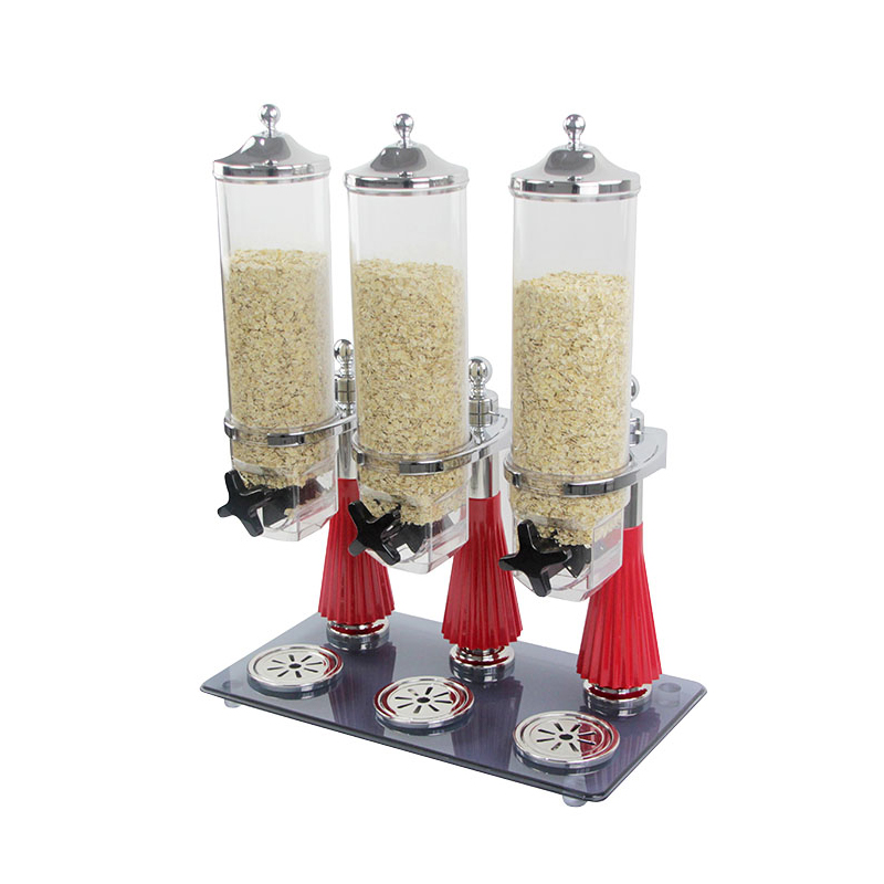 3 triple canister acrylic cereal rice dispenser for kitchen
