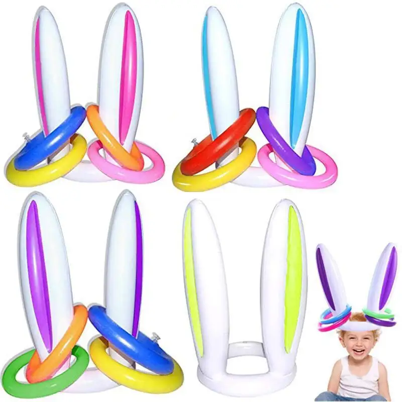 Easter Inflatable Bunny Rabbit Ears Ring Toss Party Games Indoor Outdoor Bunny Ears Ring Toss Toys Game