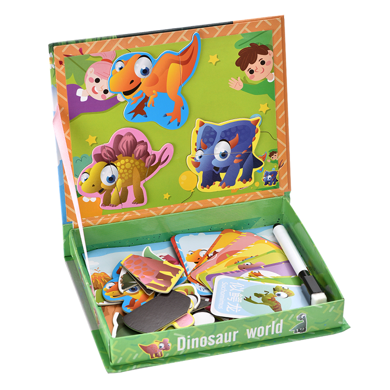 Hot Sale Cartoon Dinosaur World Game Magnetic Jigsaw Puzzle Toy