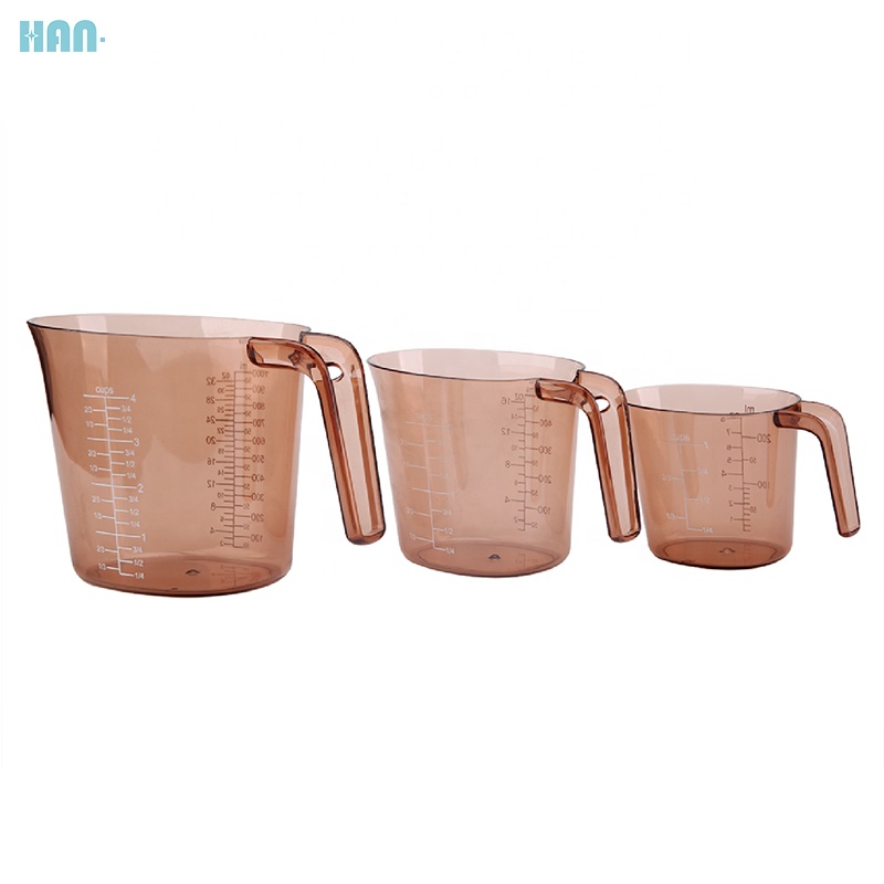 Factory Hot Sale 3 Pcs Cake Tools Plastic Transparent Baking Measuring Cup