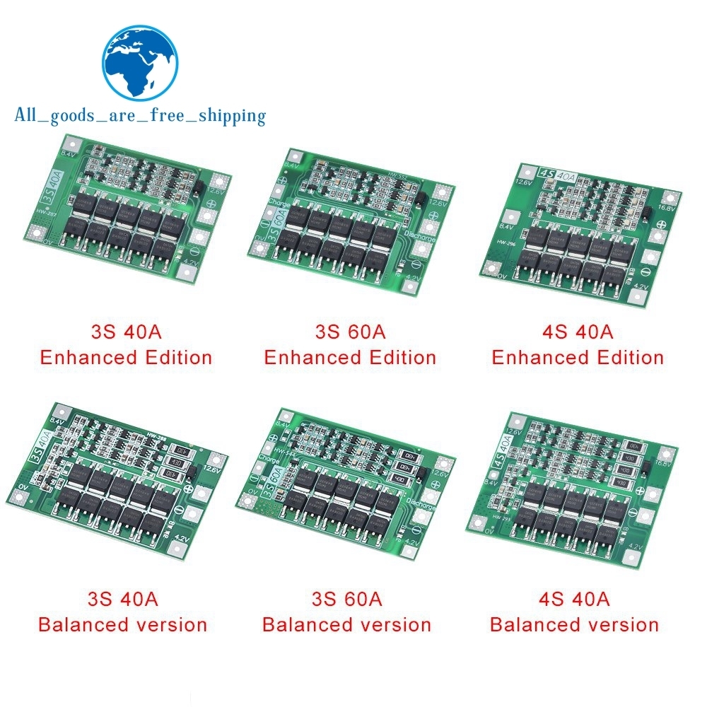 3S 4S 40A 60A литий-ионная литиевая батарея для защиты от заряда батареи доска 18650 BMS для буровыми двигателями 11,1 V 12,6 V/14,8 V 16,8 V повысить баланс