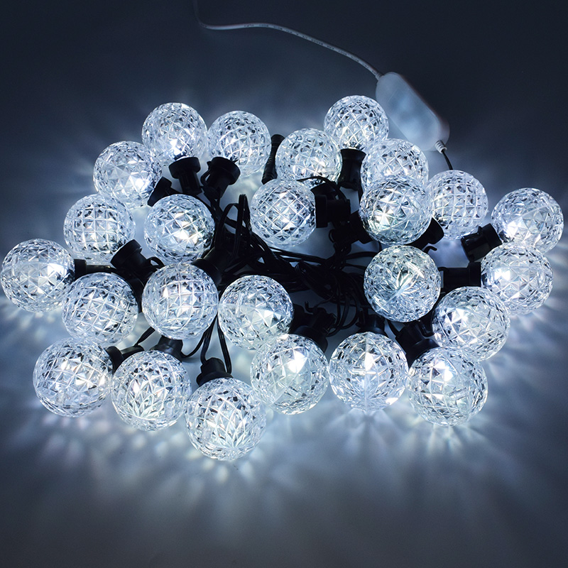Christmas Garland String Lights Outdoor LED Fairy Crystal Globe LED String Lights with BLE APP Control for Garden, Parties, Home