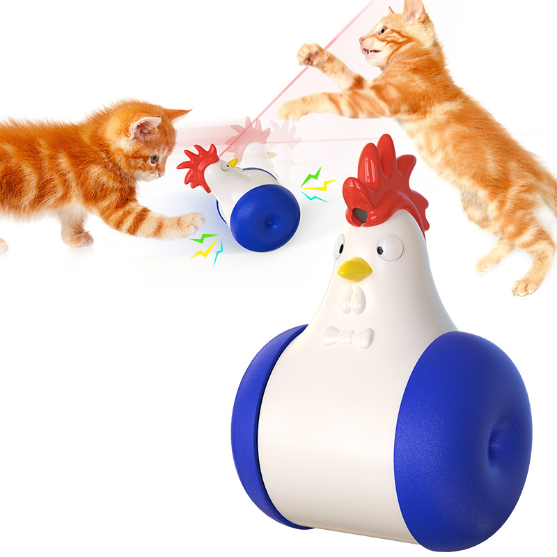 Chicken Shape Cat Laser Pet Automatic Rotating Catch Light Training Tumbler Interactive Laser Cat Toy