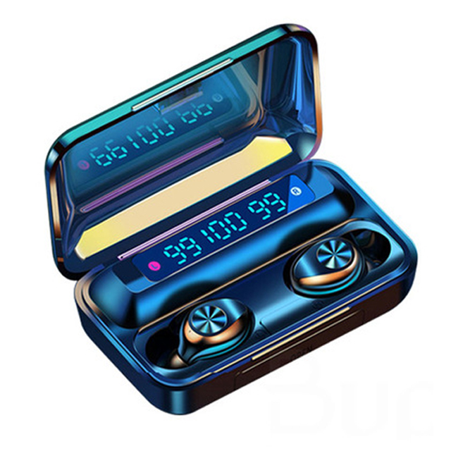 2000 мАч Power Bank сенсорное управление наушники F9-10 беспроводные наушники-вкладыши TWS с налобный фонарь на 3 светодиодах с жидкокристаллическим цифровым дисплеем (BT наушников
