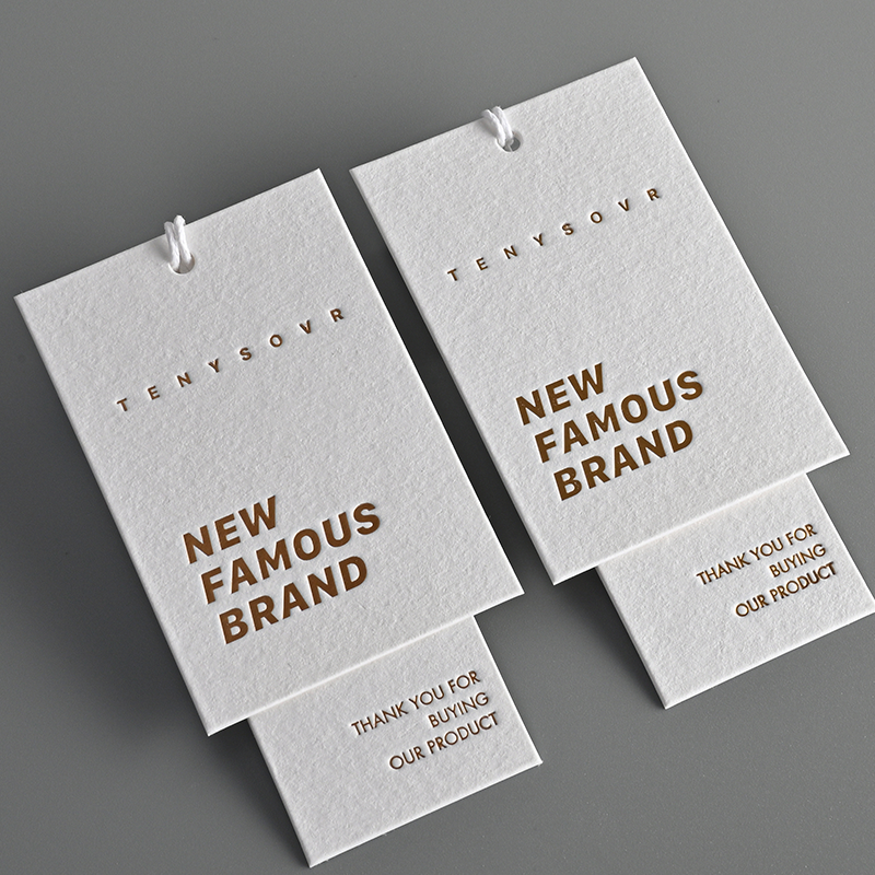 Custom private brand logo clothing cotton paper swing tag size tag price label hang tag