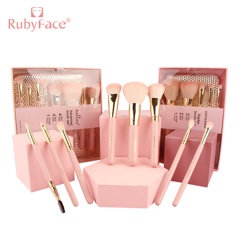 Набор кистей для макияжа rubyface, 8 шт., с подарочной коробкой, золотой пакет, 2020, в наличии, Заводская поставка