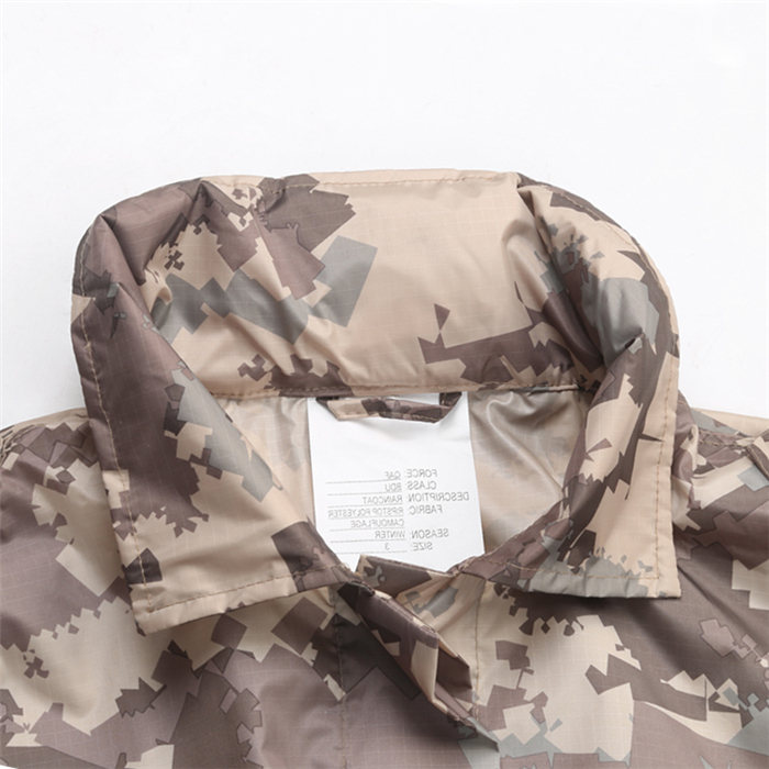 BSCI Polyester PU long raincoat durable Army camo Printed camouflage wear for Camping fishing Tropical style