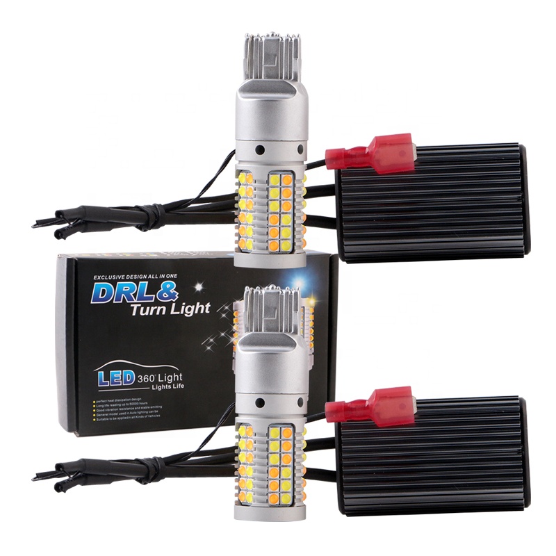 Комплект для всех розеток 3030 чип 69SMD Автомобильная задняя фара белый и янтарный 1156 T20 7440 светодиодный сигнал поворота 12 В с Драйвером