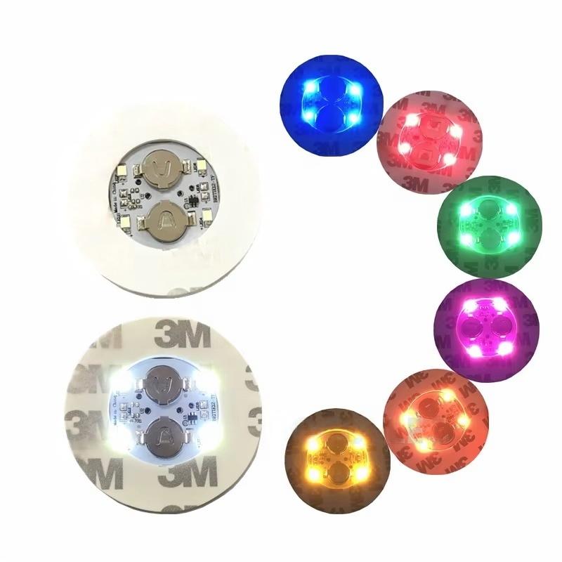 Small MOQ low price led coaster sticker light led cup drink light for party events free gift Low shipping cost