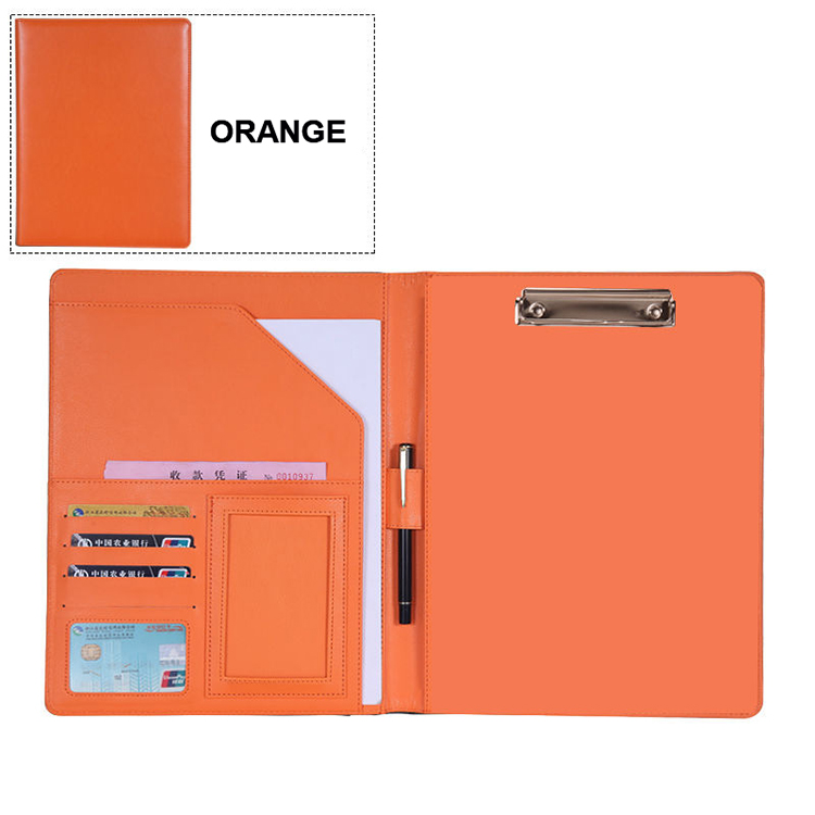 Academic Printed logo hardcover portfolio PU A4 series leather file folder