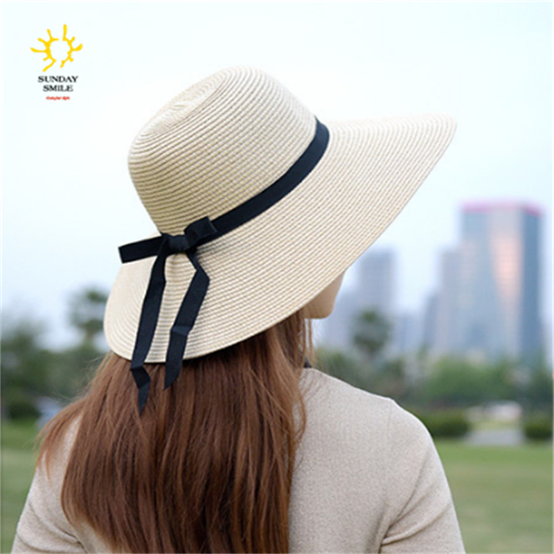 Оптовая Продажа Летняя женская широкополая шляпа от солнца Sombreros De Paja пользовательский бумажный логотип широкие поля Большие женские простые пляжные шляпы соломенные шляпы 2021