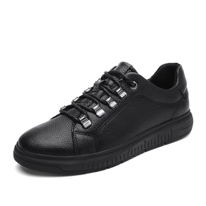 Size 38-48 Outdoor Walking Breathable Lace Up Black Big Size Casual Men Shoes Genuine Leather