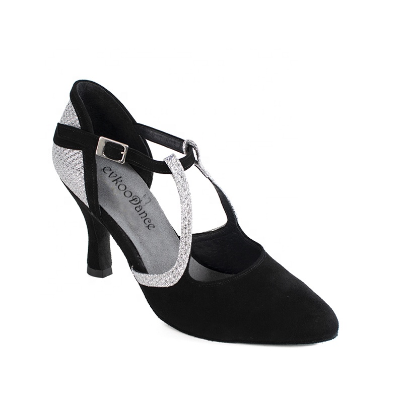 Sport Shoes 7cm Heel Black Suede With Glitter Latin Salsa Ballroom Dance Shoes for Dancing New Arrival Latin Dance Women