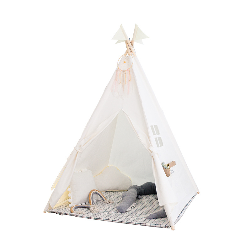 CE Certifications Cotton Canvas Fabric Kids Teepee Cheap Baby Tent for Girls And Boys Cat Dog House Tent Bed