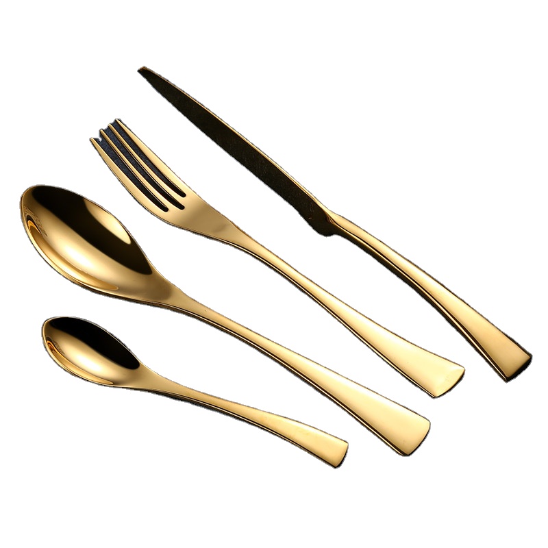 Amazon hotsale gold cutlery set Luxury royal wedding flatware with gift box 304 stainless steel gold cutlery set