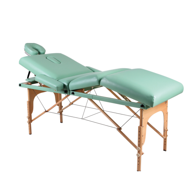 PVC Vinyl Cover Beauty Salon Furniture Straight Corners 4-section Wooden Massage Table