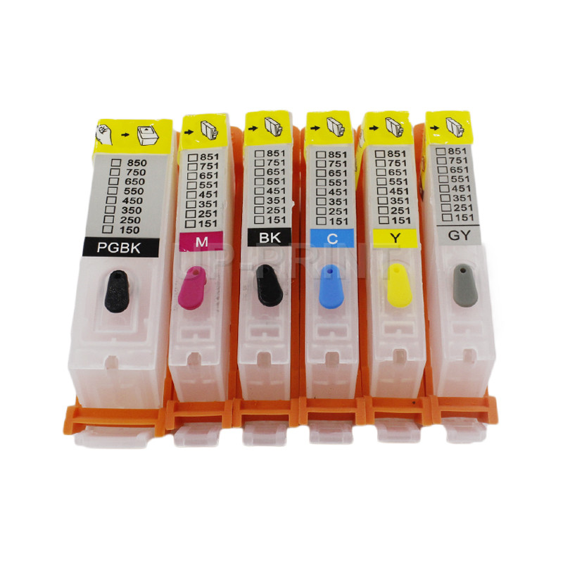 6colors PGI-530 PGI530 CLI-531 CLI531 refillable ink cartridges with permanent chip compatible for Canon Pixma TS8750 TS8751