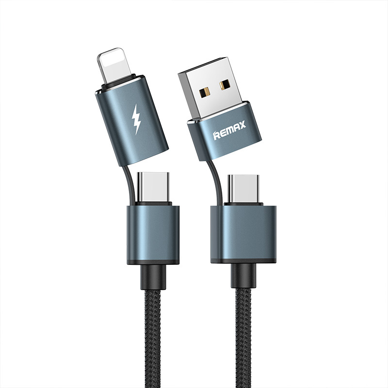 Remax плетеная проводка круглые рыболовные провода USB Type C к Type C 4 в 1 USB зарядный кабель для передачи данных 1 м