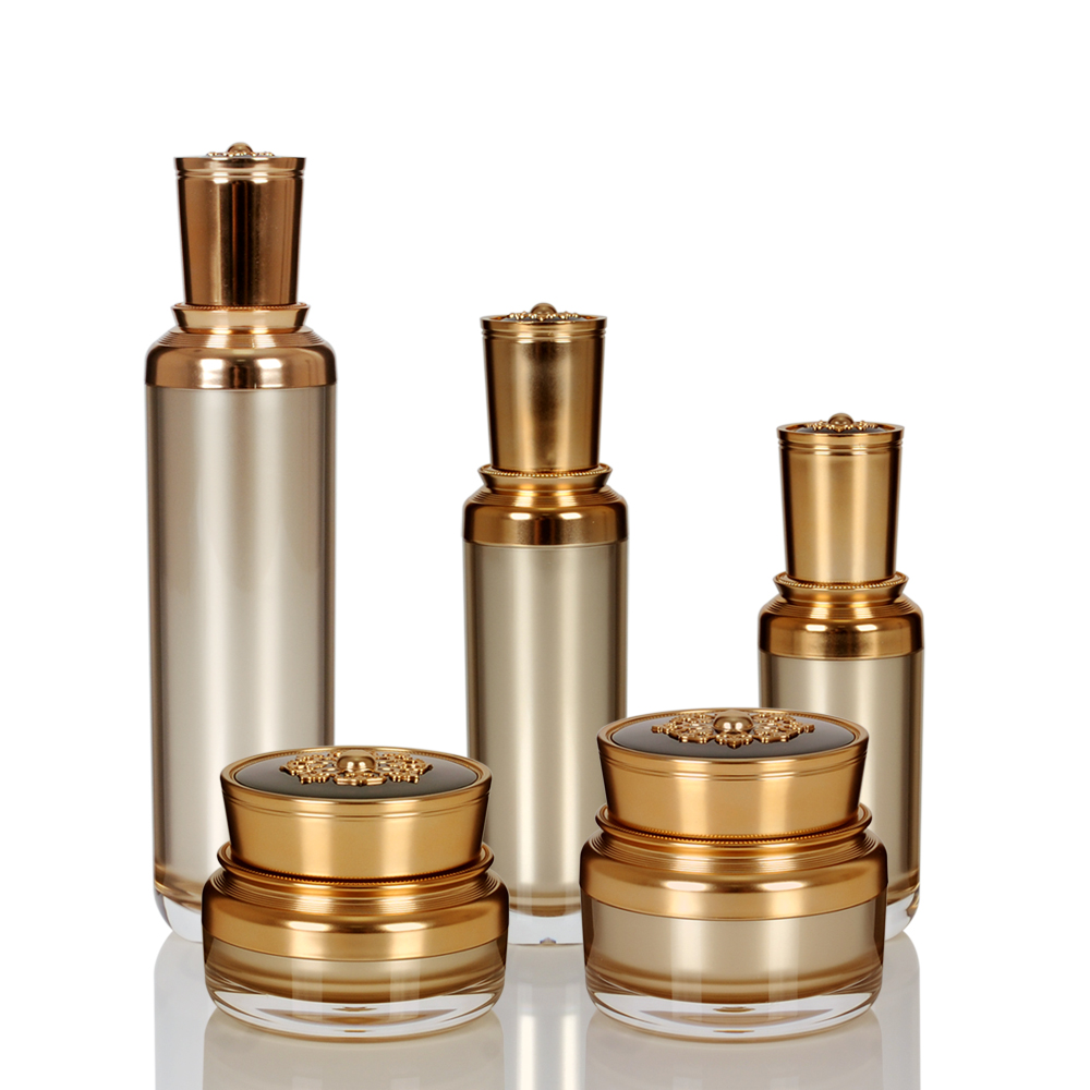 Luxury Skin Care Packaging Container, Rose Gold Cosmetic Bottle Set, Skincare Packaging