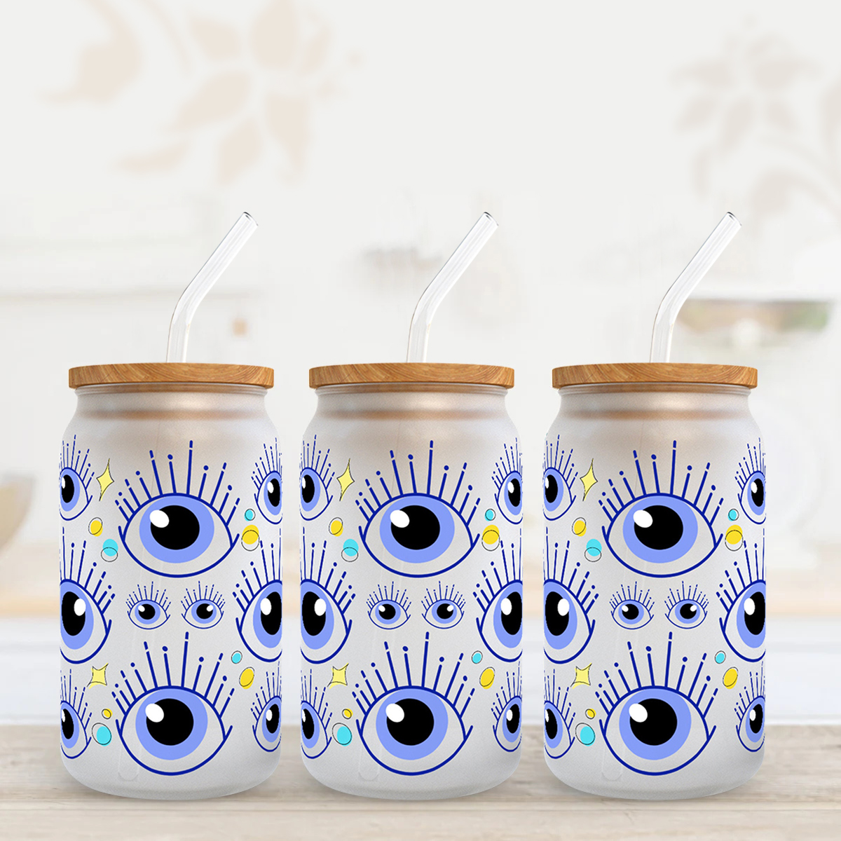 Пользовательские переводные наклейки на стаканы UV DTF для 16oz 20oz 24oz Libbey, стеклянные прозрачные самоклеящиеся наклейки