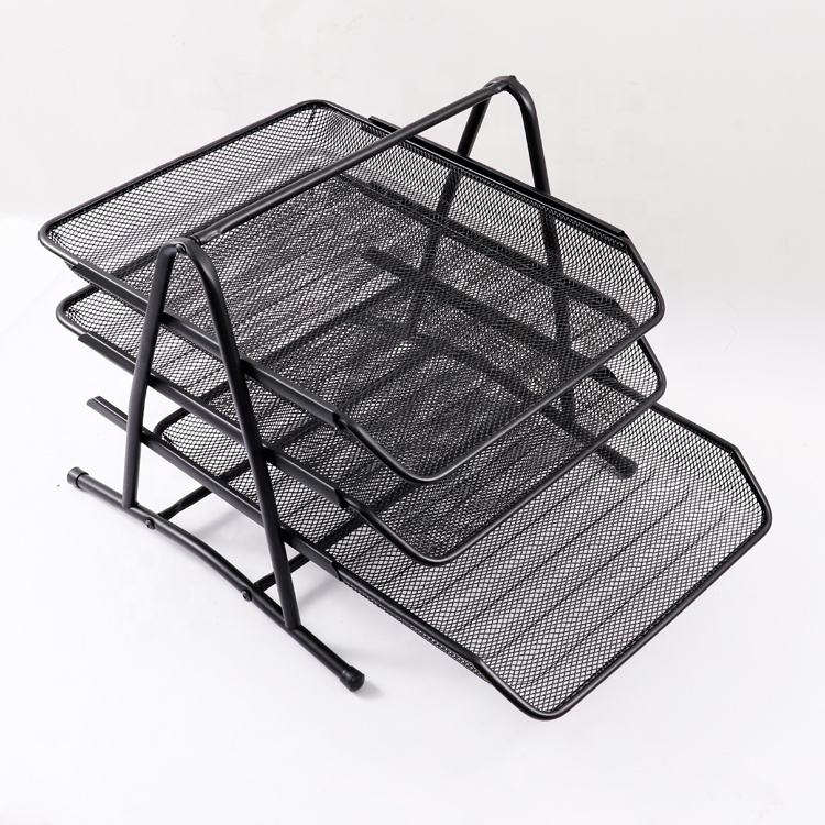 Office supplies barbed wire metal three-layer file rack data tray storage tray file tray data rack drawer type