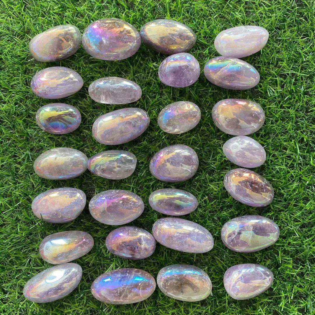Wholesale Natural Crystal Higt Quality Hand Carving Angel Aura Crystal amethyst yoni egg for decoration