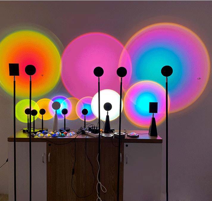 Cpyp RGB Led современный угловой торшер Rainbow Sunset восход солнца проекции ночник торшер в простом стиле для гостиной, спальни,