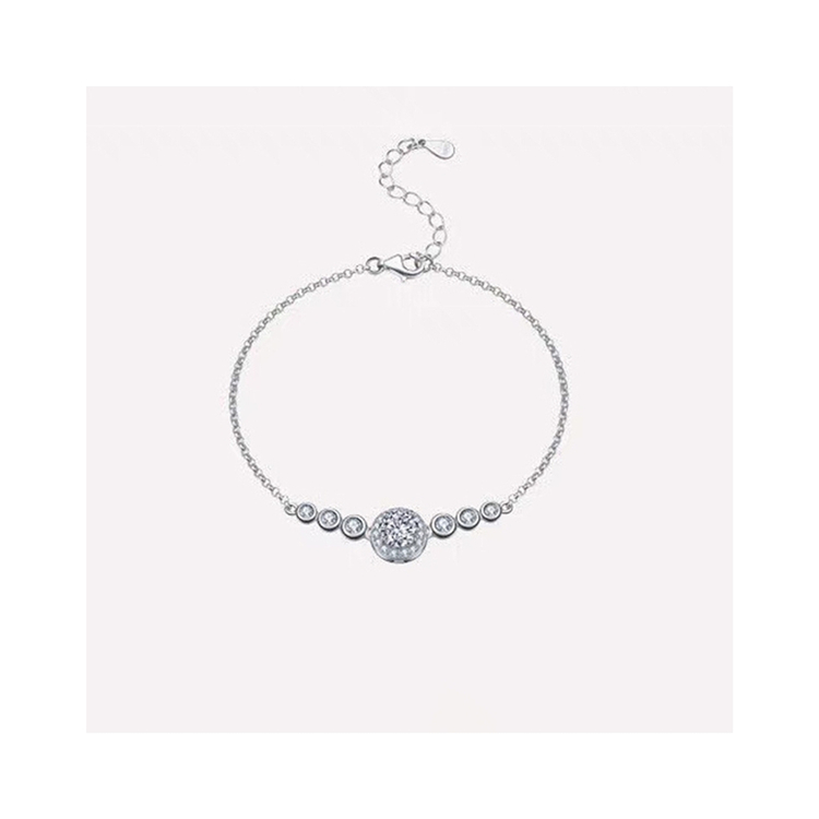 Factory Price Moissanite Charm Ball Women's Sterling Silver Star Bracelet