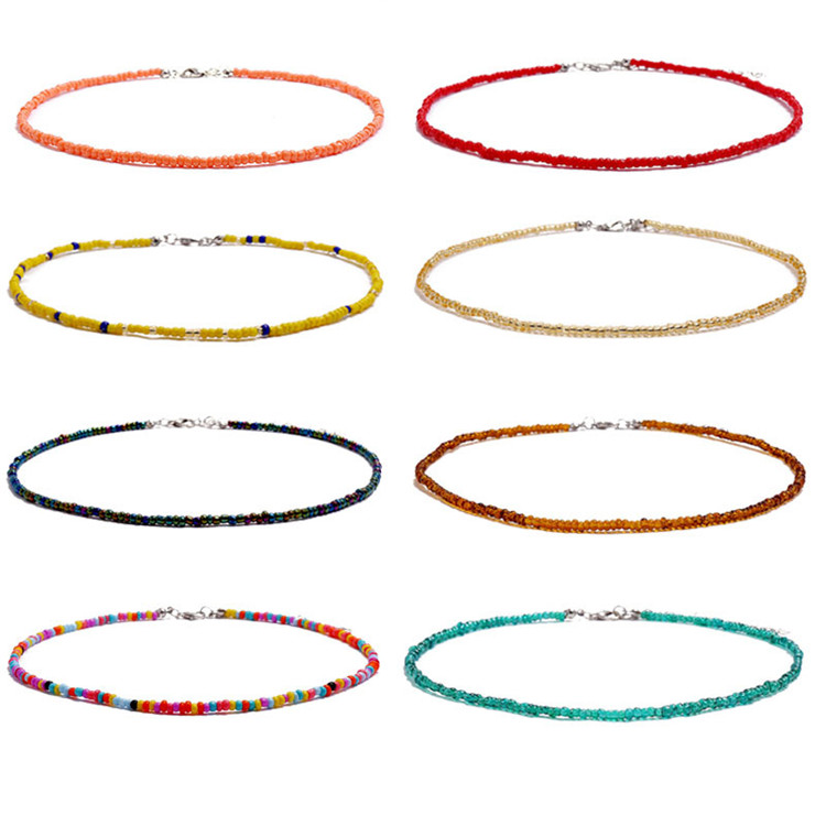 SP New Arrived Bohemia Fashion Latest Summer Design Handmade 18 Colors Beaded Choker Necklace